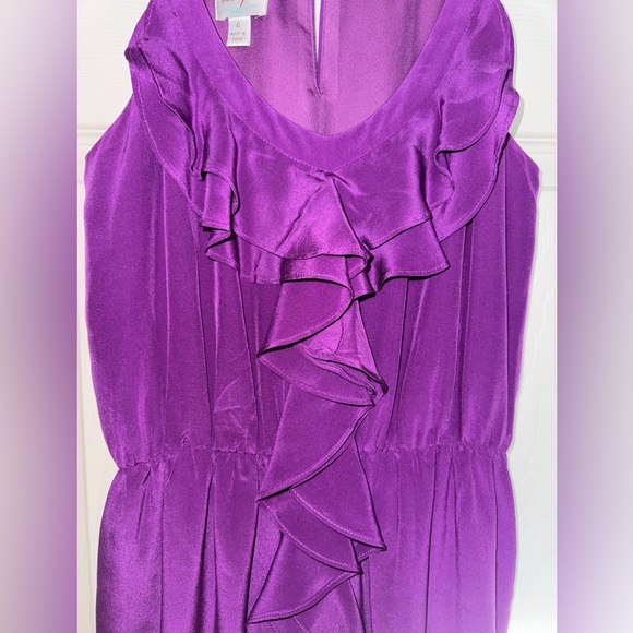 💜 Suzi Chin Silk Purple Ruffle Dress - Picture 5 of 7